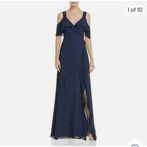 BCBGmaxazria navy ruffle gown size 6